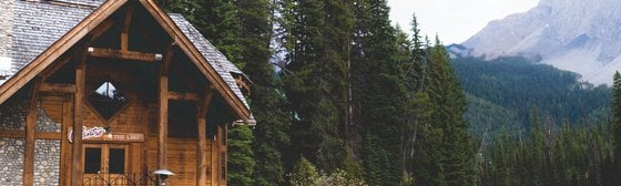 brown wooden house near lake surrounded by green trees during daytime