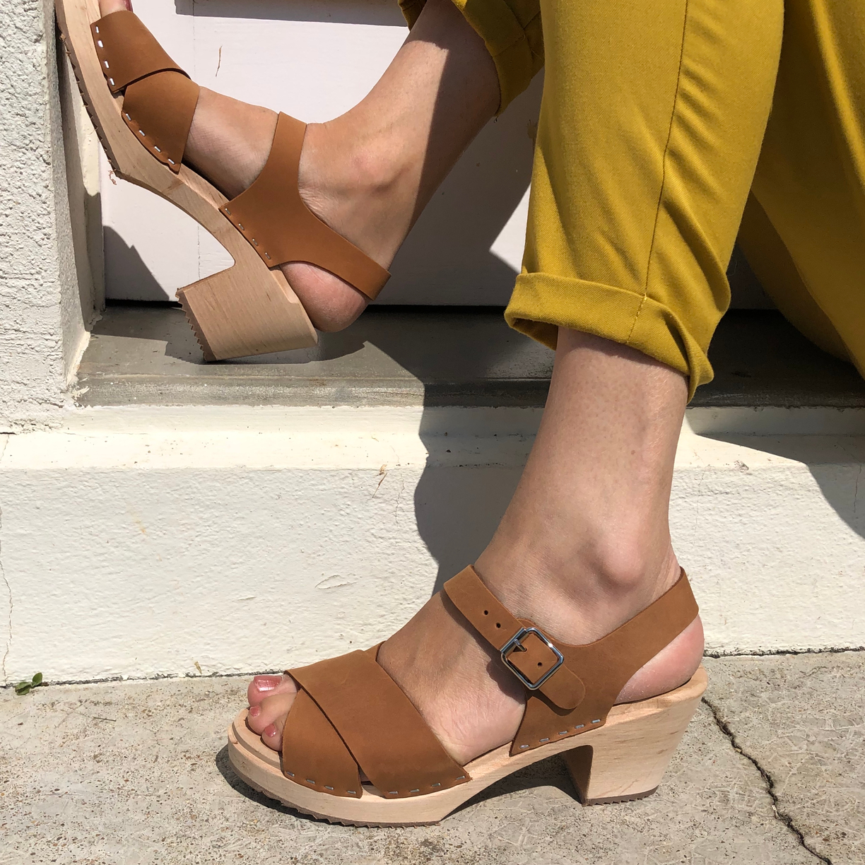 Sandales suedoises semelle bois store