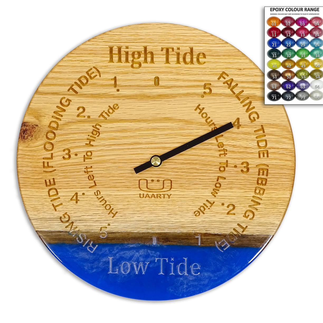 UAARTY Tide Clocks Handcrafted Functional Works of Art UAARTY DESIGNER WALL CLOCKS TIDE MOON DAY CLOCKS