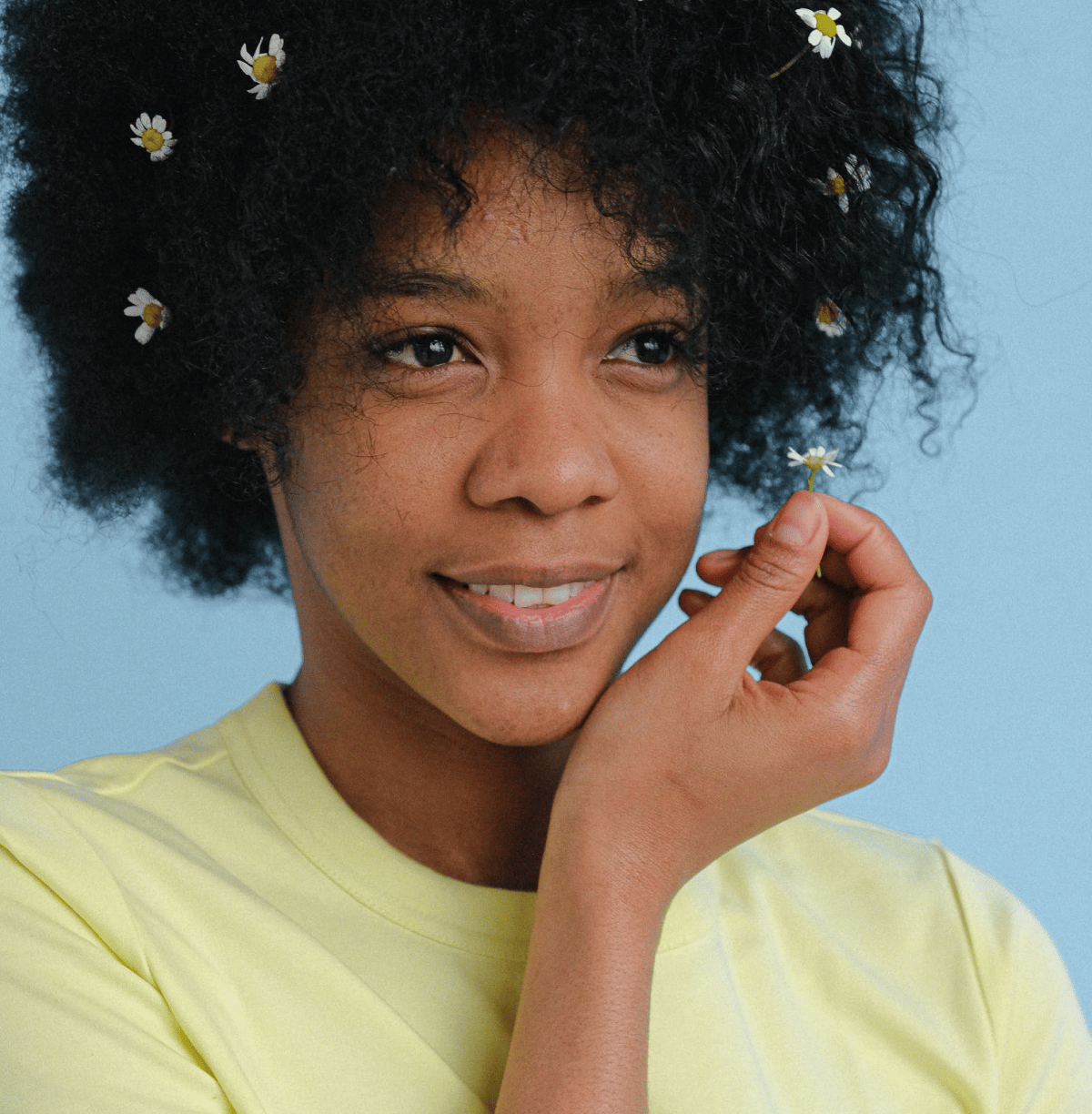Woman with flowers in her hair