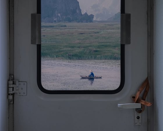 white and brown train door