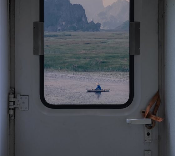 white and brown train door