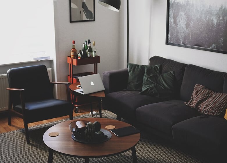 Bright living room with modern inventory.