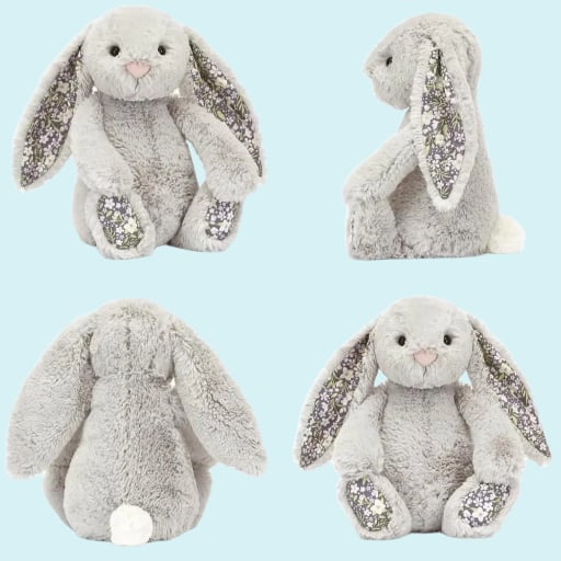 Jellycat Blossom Silver Bunny Plush | Soft Floral Rabbit Toy