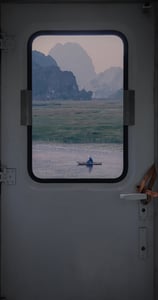 white and brown train door