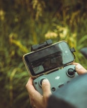 person holding black and gray digital camera