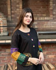 COTTON DOUBLE POCKET SELF EMBROIDERY 2PC
