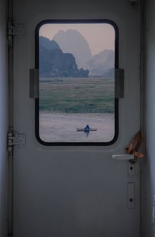 white and brown train door