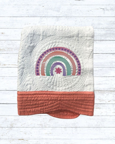 Personalised embroiderd  baby quilt for girl coral border