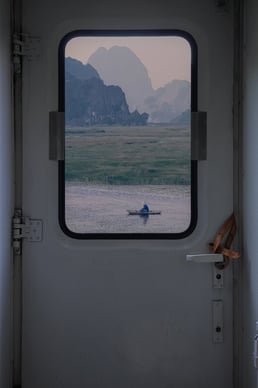 white and brown train door