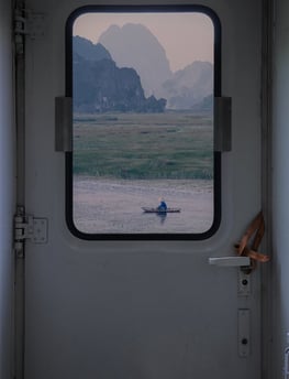 white and brown train door