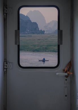 white and brown train door