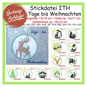 Stickdatei ITH ...Tage bis Weihnachten / Adventkalender