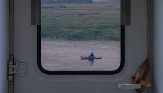 white and brown train door