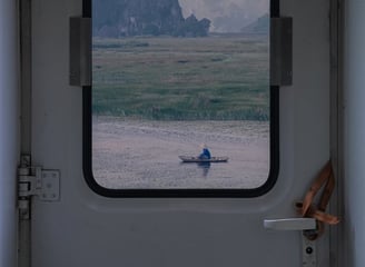 white and brown train door