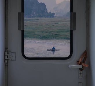 white and brown train door