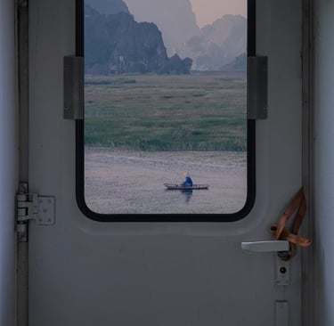 white and brown train door