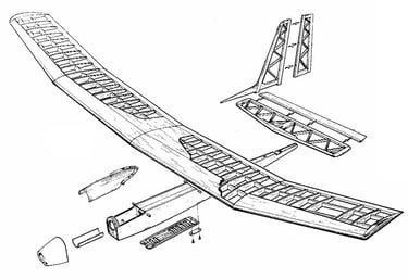 Electra - RC 2m electric model glider by Carl Goldberg - Laser-cut