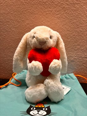 Jellycat Bashful Cream Bunny Red Heart Plush | Soft Bunny Gift