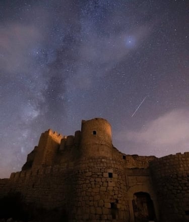 brown concrete building under starry night