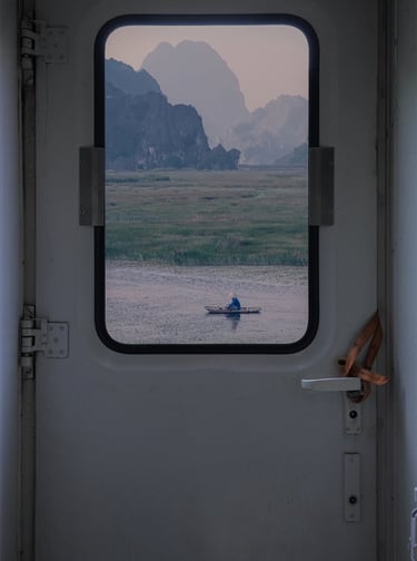 white and brown train door