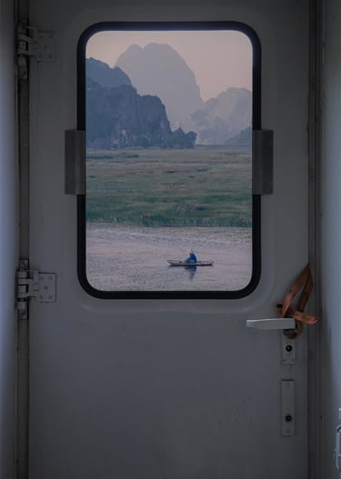 white and brown train door