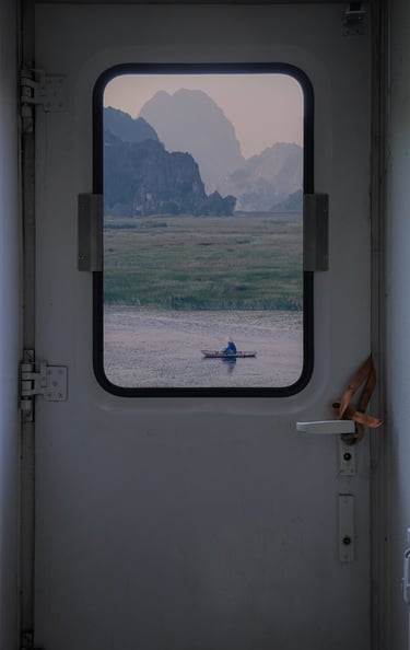 white and brown train door