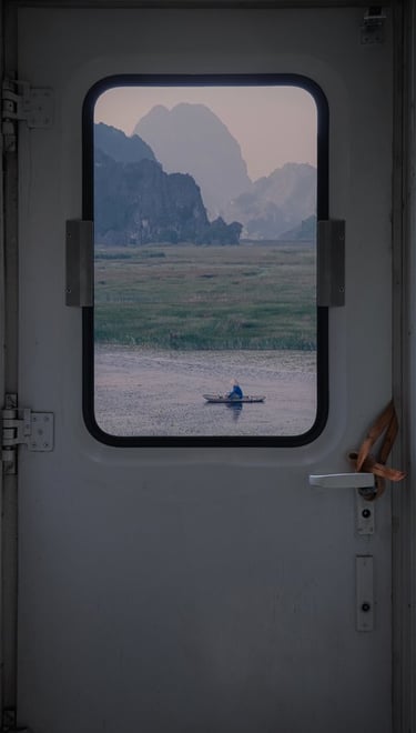white and brown train door
