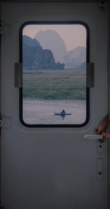 white and brown train door