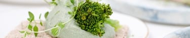 green vegetable on white ceramic plate