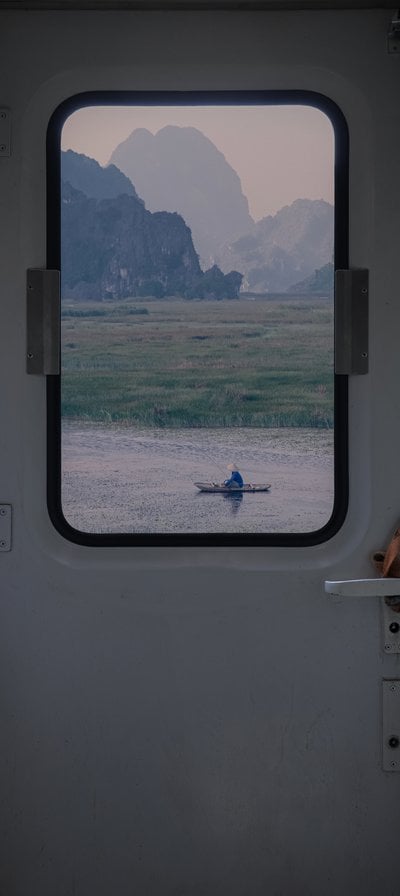 white and brown train door