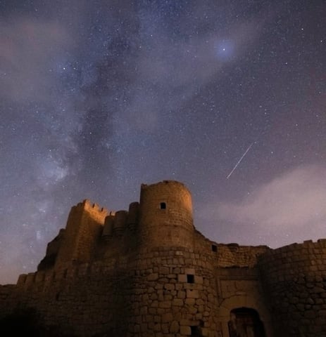 brown concrete building under starry night