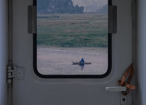 white and brown train door