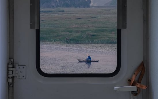 white and brown train door