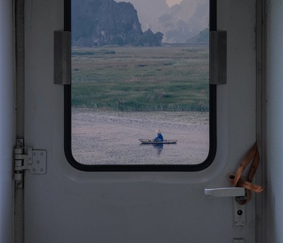 white and brown train door