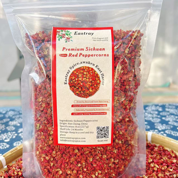 Special Grade Hancheng Sichuan Flower Peppers(Hua Jiao) - 8oz Authentic Chinese Red Szechuan Peppercorns 