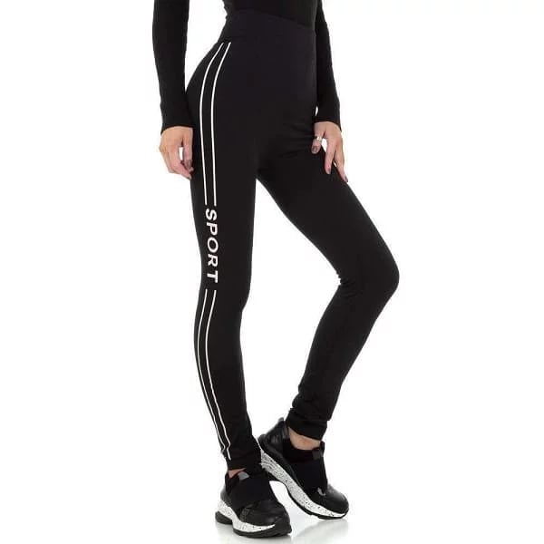 Leggings Femme bande blanche sport taille haute noir TU jaldria