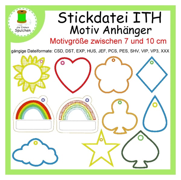 Stickdatei ITH Formen Anhänger