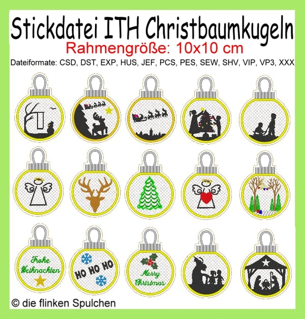 Stickdatei ITH Christbaumkugeln