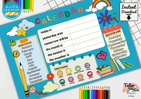 Preschool Calendar classroom kids calendar