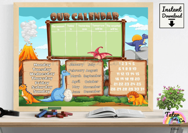 Preschool Calendar Dinosaur Printable
