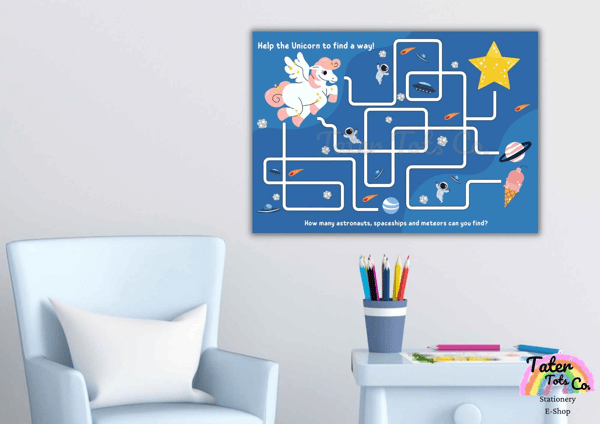 Educational Kids Unicorn Maze Poster