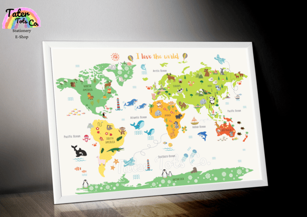 Kids Animal World Map
