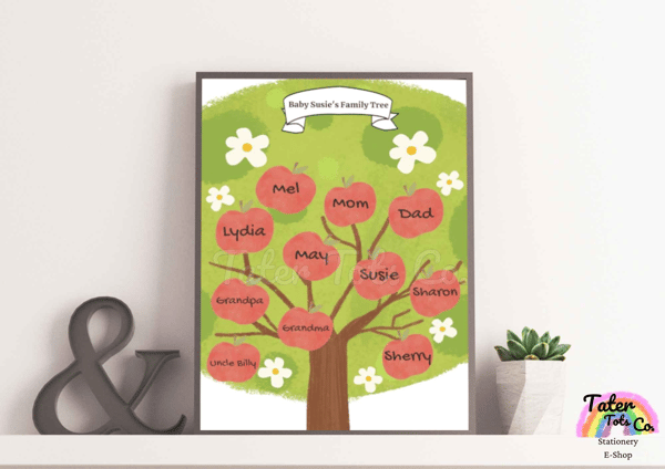 Family Tree Template Apple, Flower, Heart Tree
