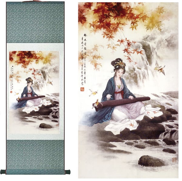 Musicians - Partial-Print Wall Scroll - Chinese Artwork