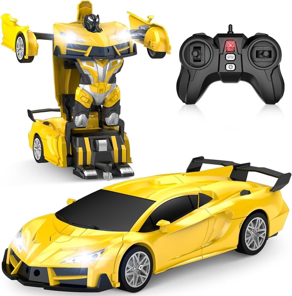 Qumcou Remote Control Car Transform Robot RC Cars with Cool LED Headlights 2.4Ghz Toys Car with 360 Degree Rotation and One Button Deformation Christmas Birthday Gifts for Boys Girls H O Store LLC