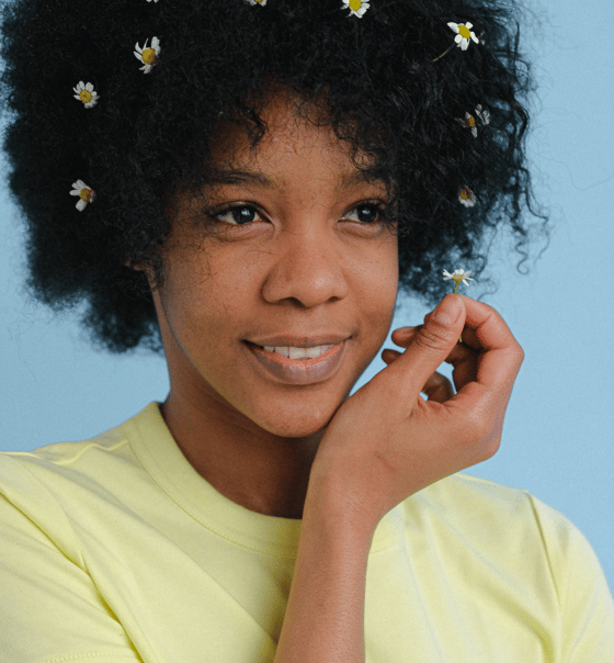 Woman with flowers in hair