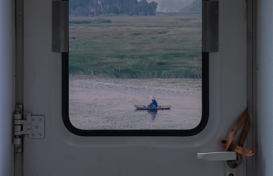 white and brown train door