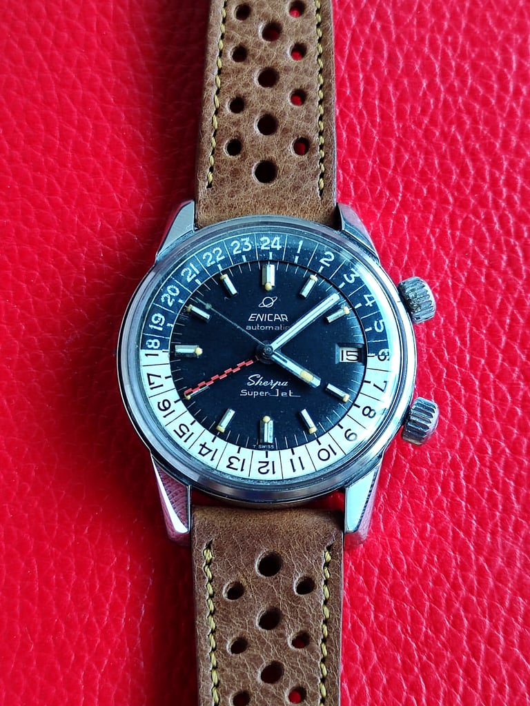 1966 Enicar Sherpa 600 Super Jet GMT 148-35-03 | Vintage Eye Watches