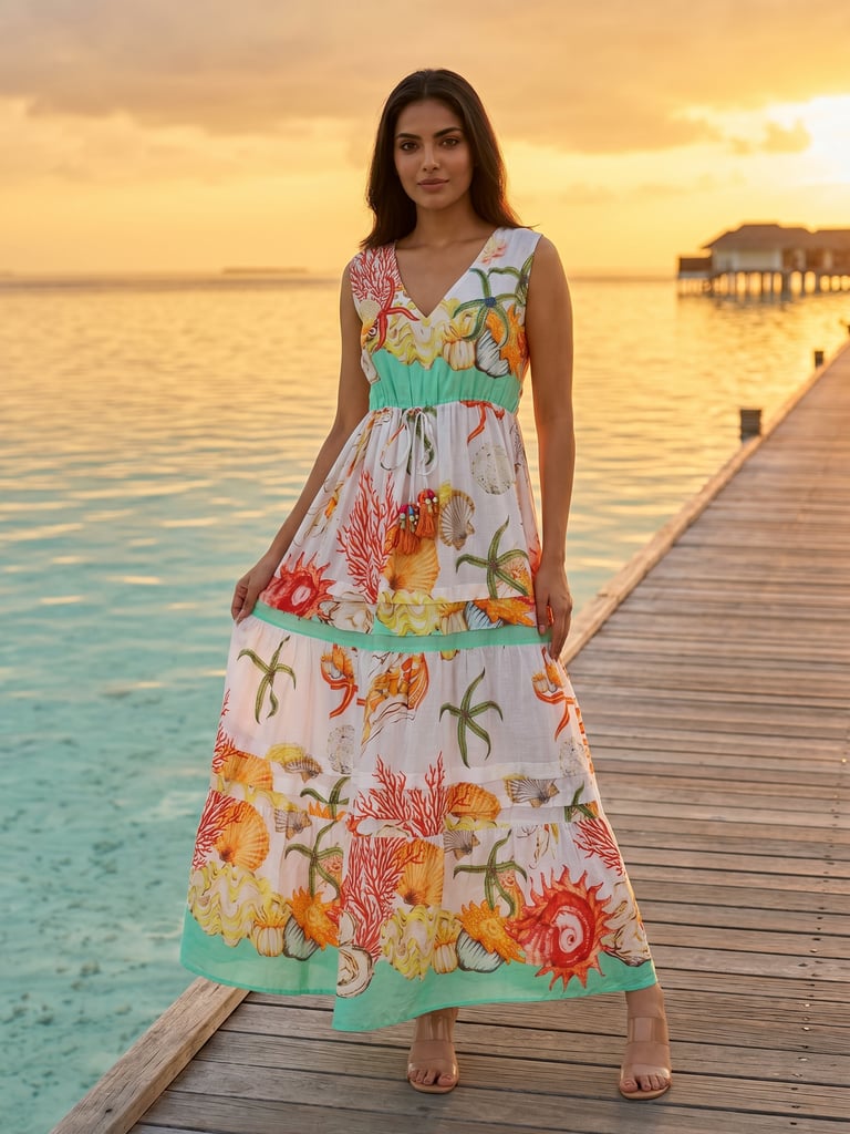 maldives maxi dress Sleeveless Maxi Dress | Maldives Coral Reef - Doristory